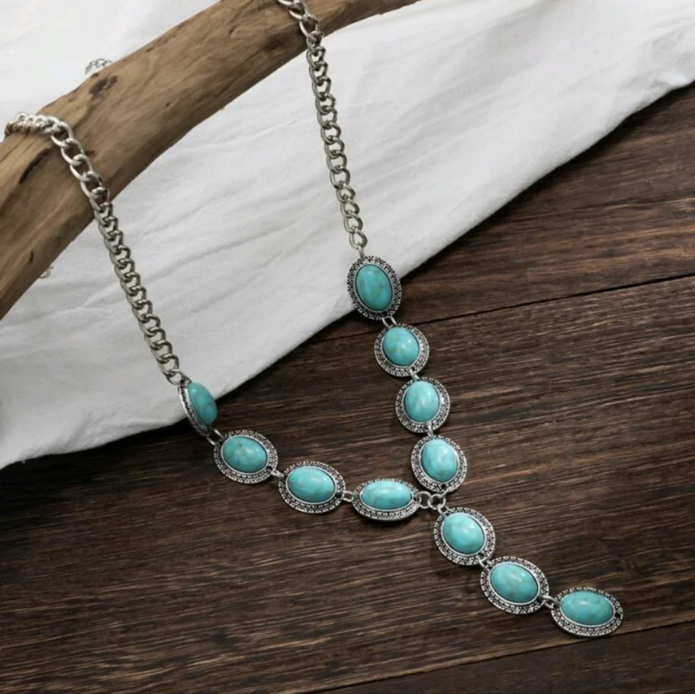 Vintage Turquoise Y Lariat Necklace New - Picture 2 of 6